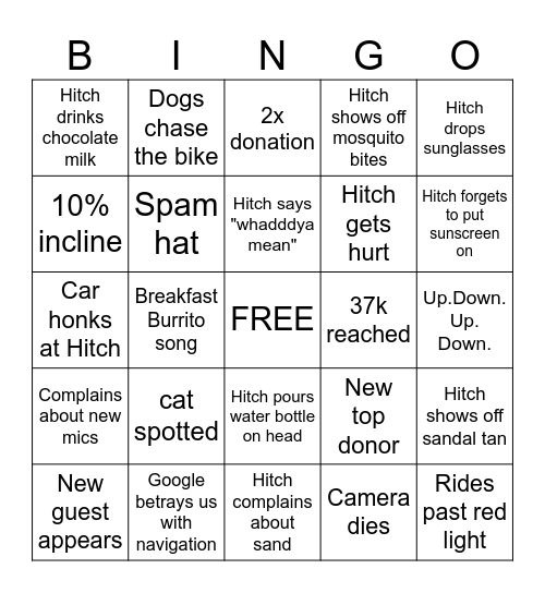 Random Tandem - Day 22 Bingo Card