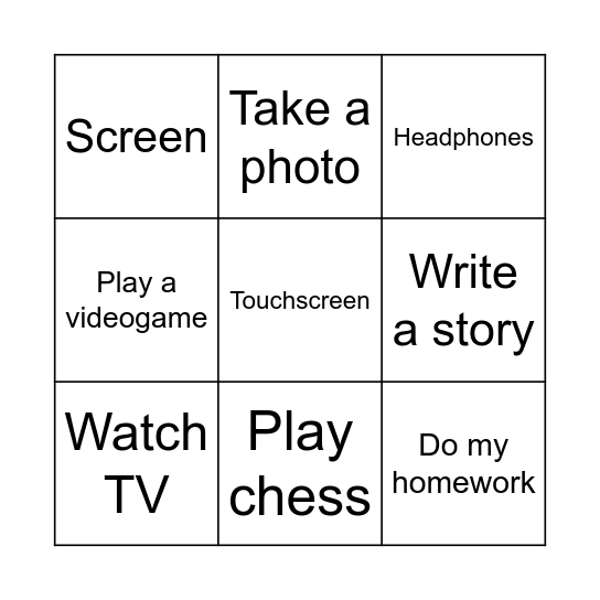 Hobbies Bingo Card