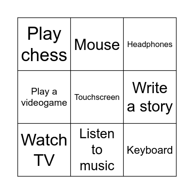 Hobbies Bingo Card