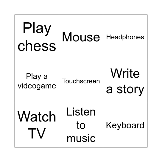 Hobbies Bingo Card