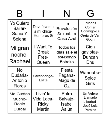BINGO BUS MUSICAL Bingo Card