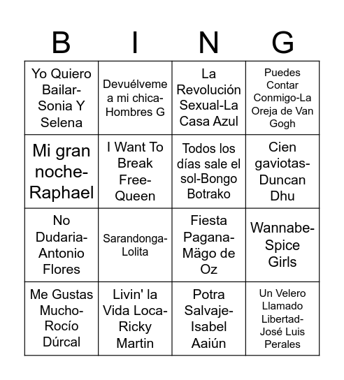 BINGO BUS MUSICAL Bingo Card