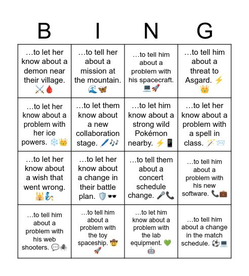 B16 L11 …to tell him about a threat to Asgard. ⚡👑 Bingo Card