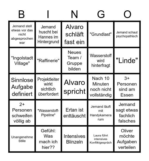 Start-Up Bingo Card