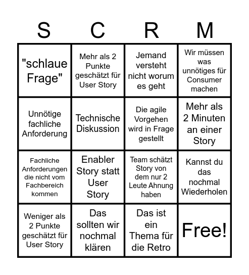 Scrum-Bingo Card