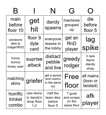 DW drinking bingo Card