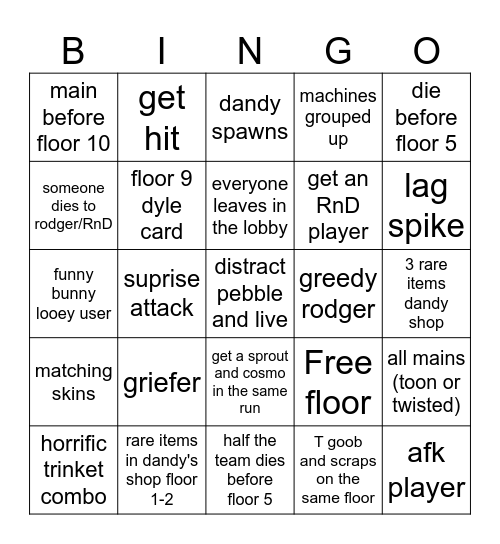 DW drinking bingo Card