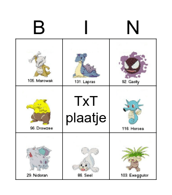Pokemon Bingo Card