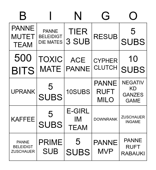 BAIT BINGO Card