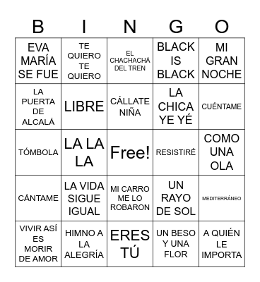BINGO MUSICAL Bingo Card