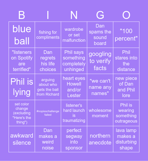 Hard Launch Podcast! Bingo Card