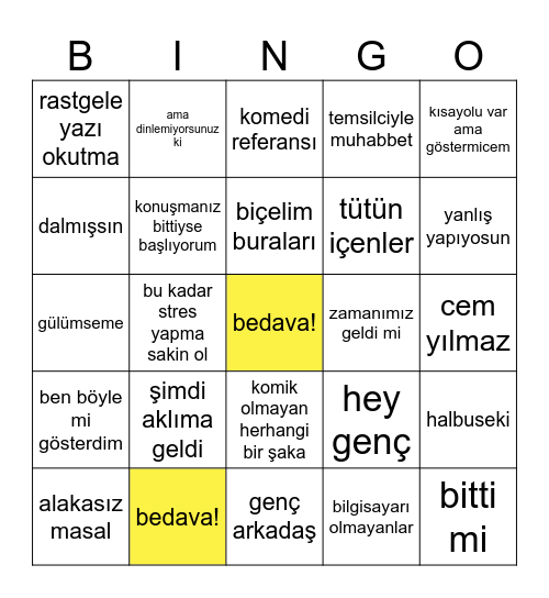 çizimci Bingo Card