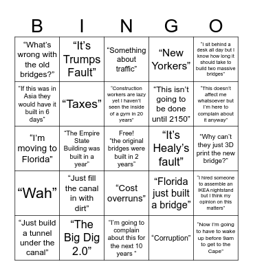 Professional Facebook Bridge Engineer Bingo Card