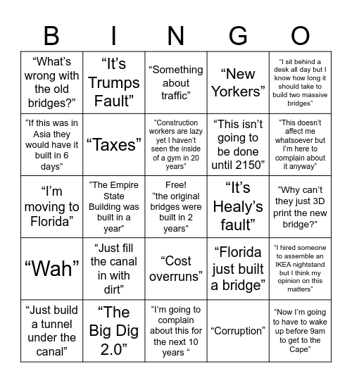 Professional Facebook Bridge Engineer Bingo Card
