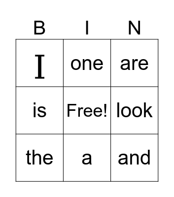 Tricky Words Bingo Card