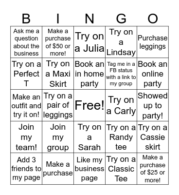 LuLaRoe with Dionne Lundh Bingo Card