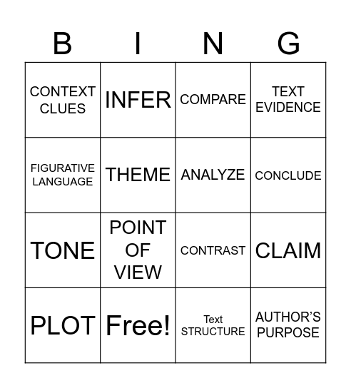 EOG Prep Bingo Card