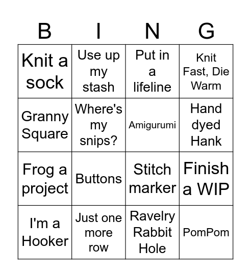 Crafty Bingo Lingo! Bingo Card