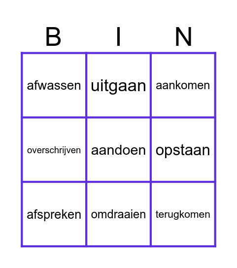Wat heb je gedaan dit weekend? Bingo Card