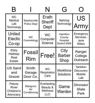 TWISD Career Fair Bingo Card