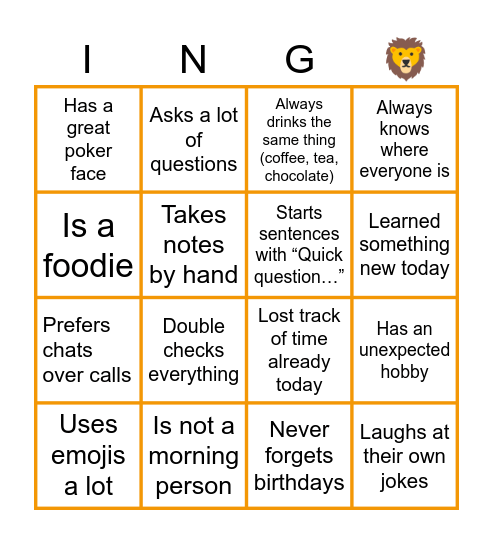 Human B-ING-O Bingo Card