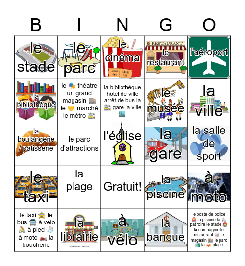 En ville Bingo Card