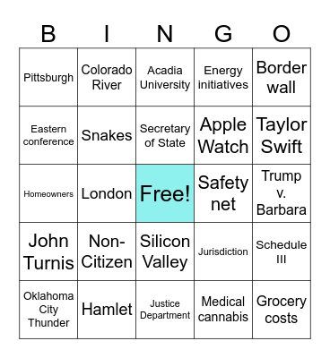 Current Events Bingo 4.27.26 Bingo Card