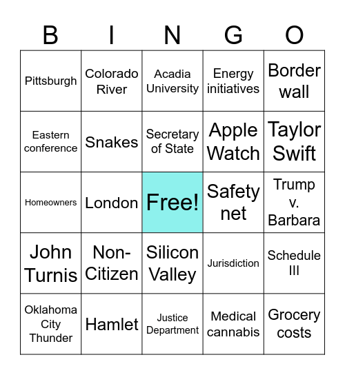 Current Events Bingo 4.27.26 Bingo Card