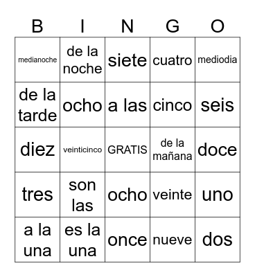 LA HORA Bingo Card