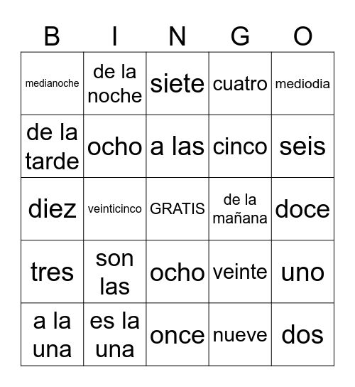 LA HORA Bingo Card