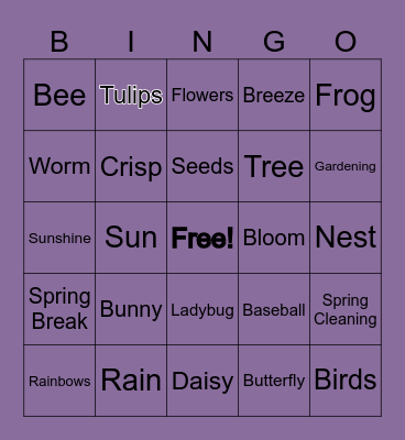 Spring Bingo Card