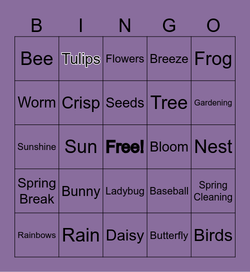 Spring Bingo Card