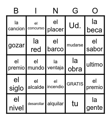Regents #1 Bingo Card