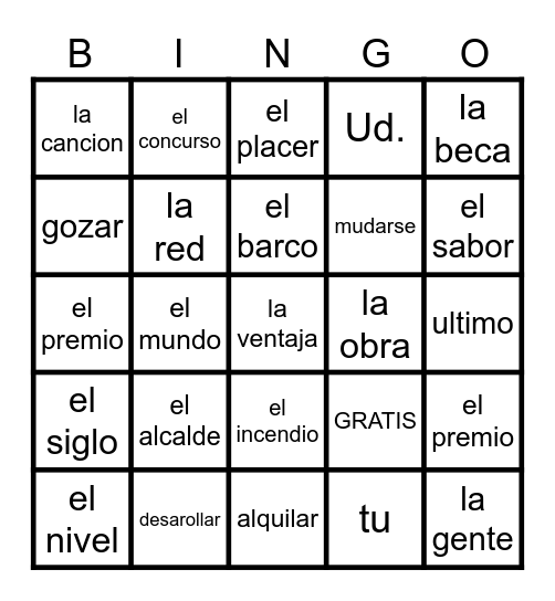 Regents #1 Bingo Card