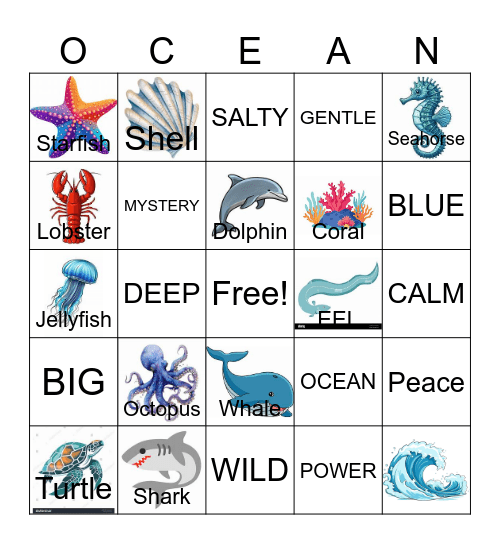 OCEAN Bingo Card
