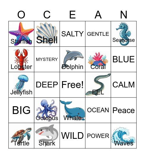OCEAN Bingo Card