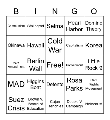 Unit 5 & 6 LEAP Review Bingo Card