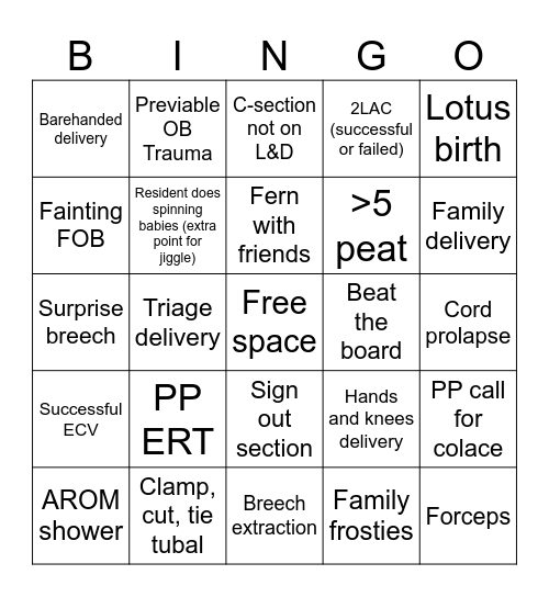 Days vs Nights Bingo Card