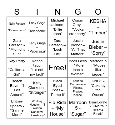 Stacks & Tracks: Pop Bingo Card