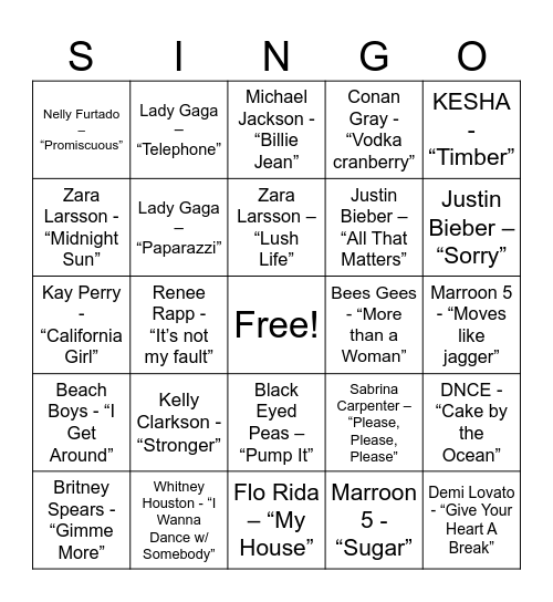 Stacks & Tracks: Pop Bingo Card
