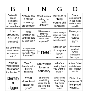 Coping & Boundaries Bingo Card