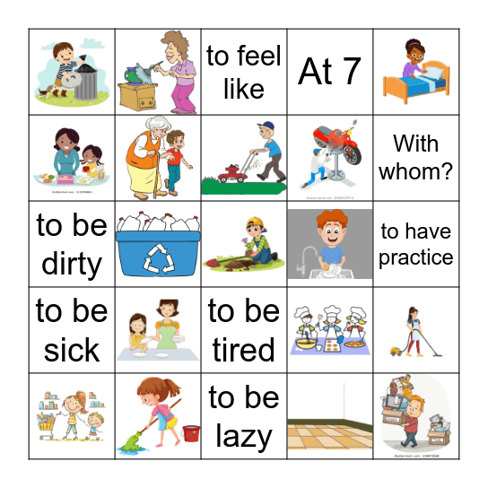 los quehaceres Bingo Card