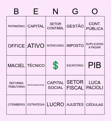 Feliz dia da Contabilidade Bingo Card