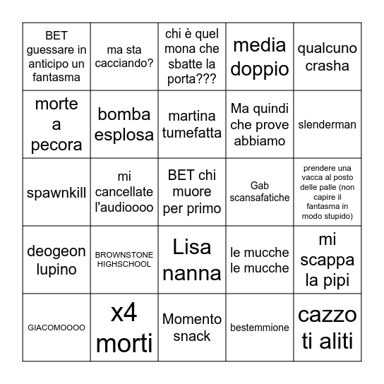 Phasmo Bingo # 16 Bingo Card