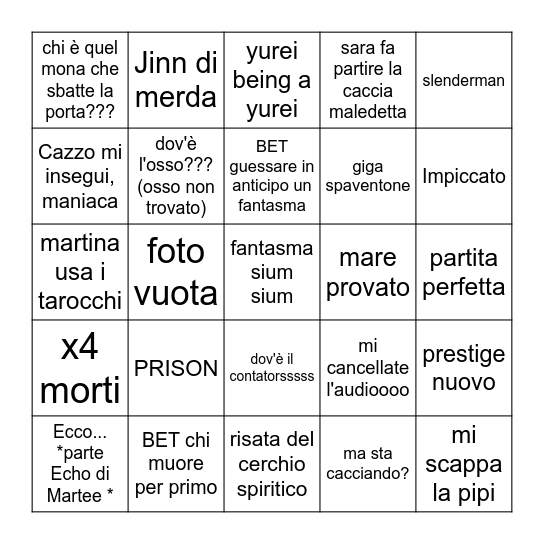 Phasmo Bingo # 17 Bingo Card
