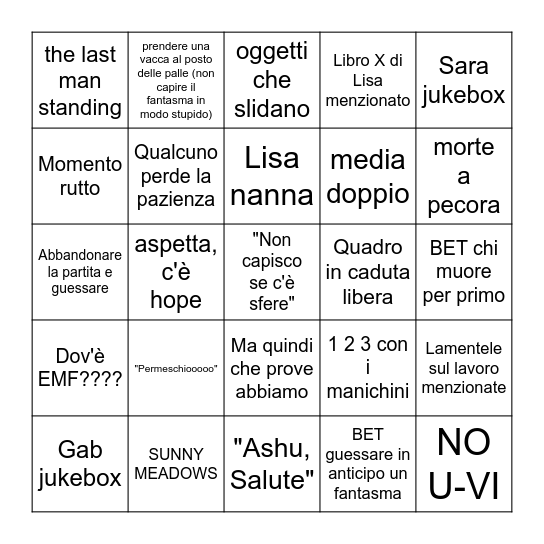 Phasmo Bingo # 18 Bingo Card
