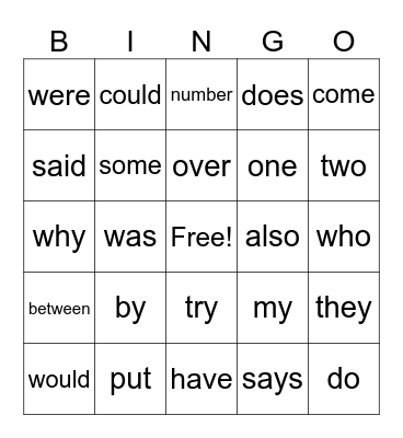 Fundations Level 1 Unit 8 Bingo Card
