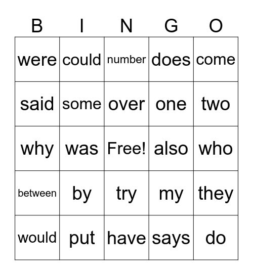 Fundations Level 1 Unit 8 Bingo Card