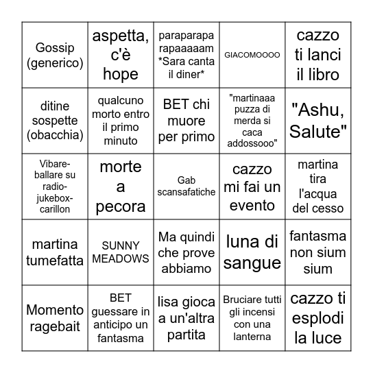 Phasmo Bingo # 20 Bingo Card