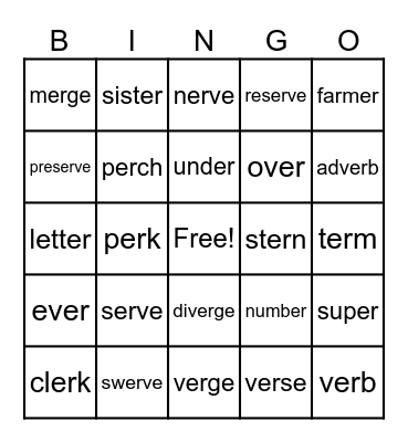 er Bingo Card